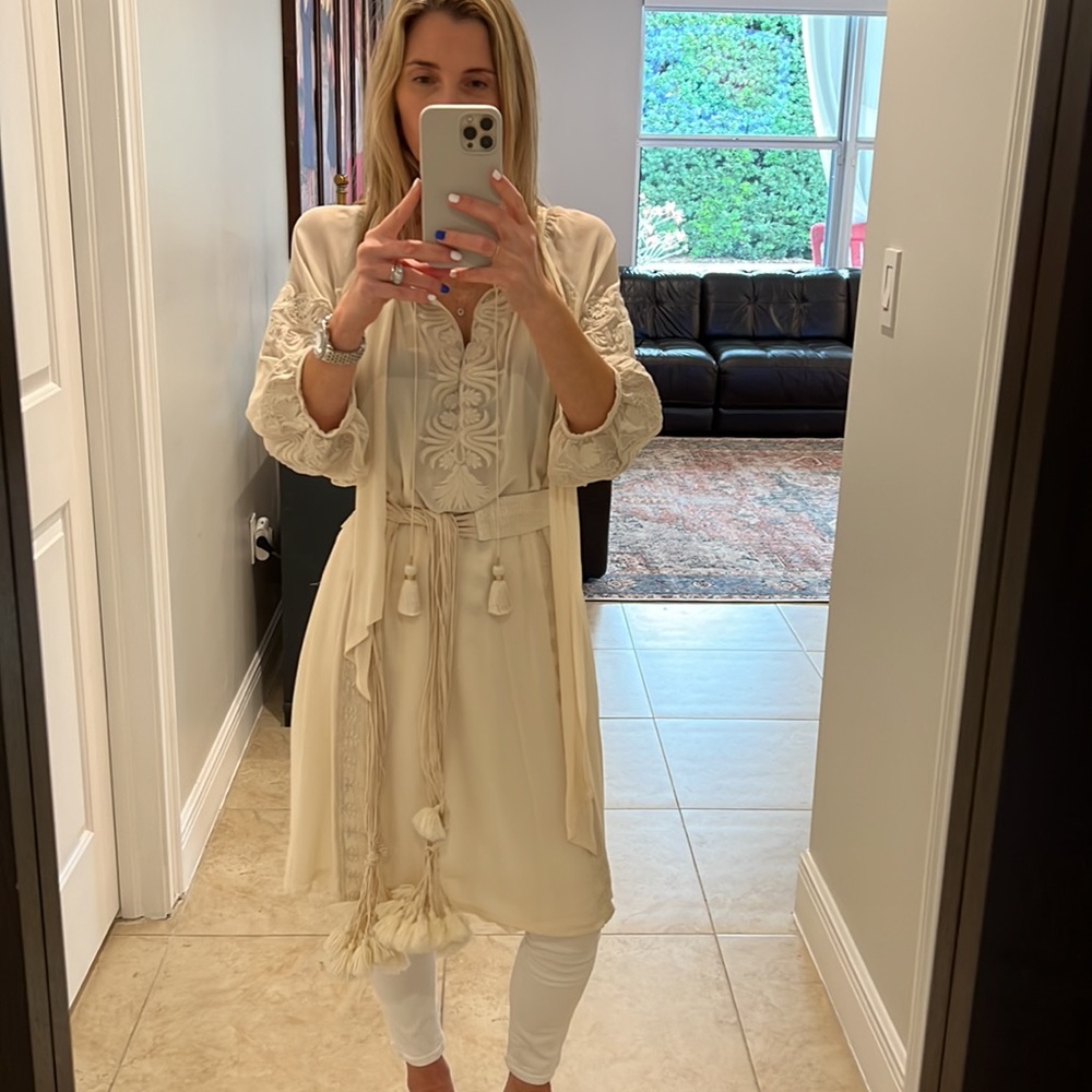 Figue ivory sheer tunic/kaftan - XS